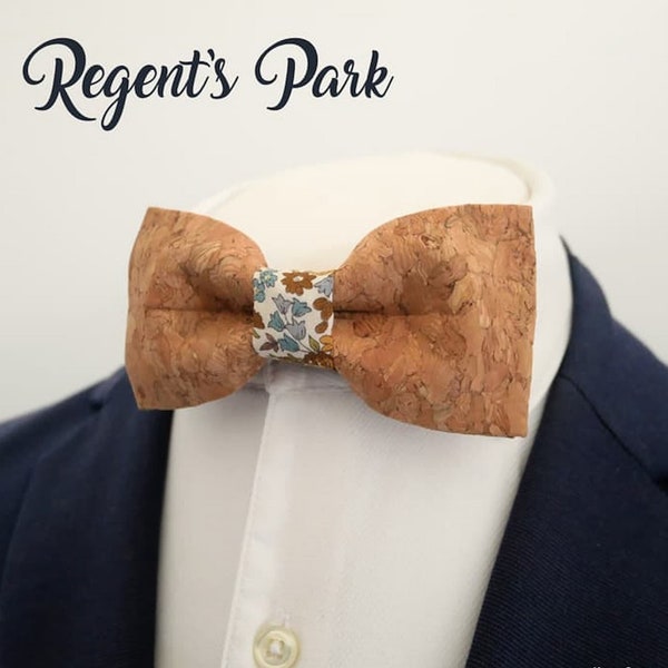 Noeud papillon en liège, "Regent's Park", noeud papillon en bois, noeud papillon liberty - st valentin, témoin, mariage, cadeau pour homme