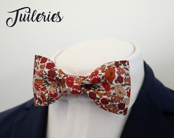 Terracotta Bowtie "Tuileries" - Liberty bow tie with flowers - Wedding Bow tie - boho wedding