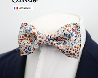 Terracotta Bowtie "Calais" - Liberty bow tie with flowers - Wedding Bow tie - boho wedding