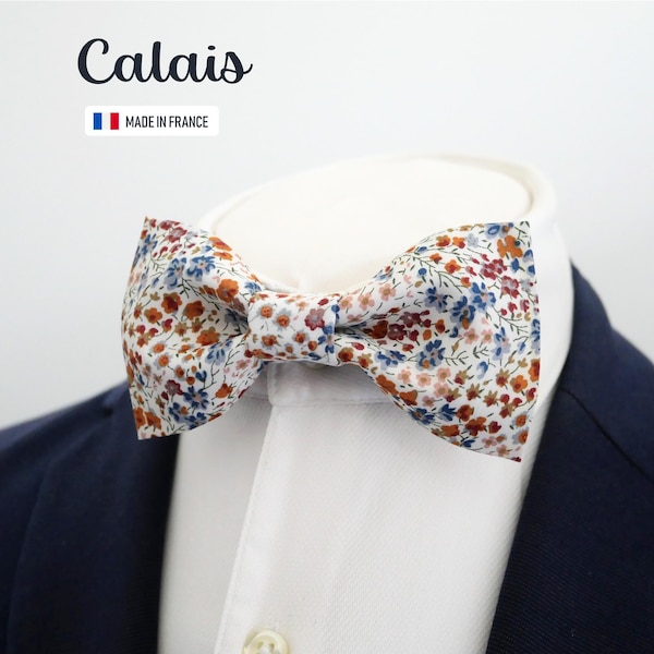 Terracotta Bowtie "Calais" - Liberty bow tie with flowers - Wedding Bow tie - boho wedding
