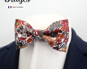 Terracotta Bowtie "Bruges" - Liberty bow tie with flowers - Wedding Bow tie - boho wedding