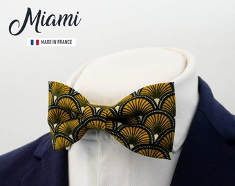 Noeud Papillon jaune, noeud papillon motif géométrique, noeud papillon pour homme, enfant et bébé, cadeau homme st valentin - "Miami"