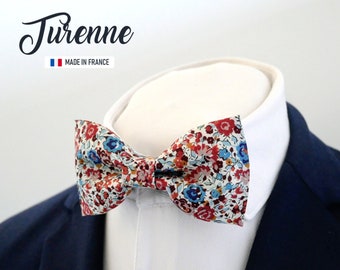 Red blue floral bow tie, liberty bow tie, wedding bow tie for a groom and his witnesses - "Turenne"