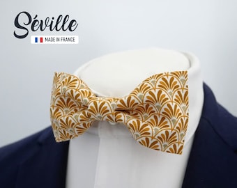 Yellow bow tie, geometric pattern bow tie, bow tie for men, children and babies, Valentine's Day gift for men - "Seville"