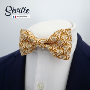 Yellow bow tie, &quot;bow tie&quot; geometric pattern, bow tie for men, children and babies, Valentine&#39;s Day gift for men - &quot;Seville&quot;