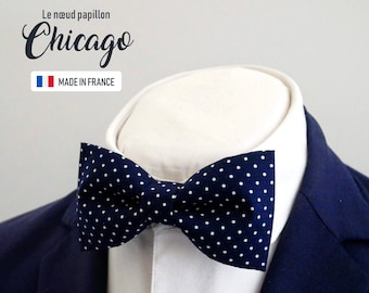 Blue Polka Dot Bowtie "Vincennes", vintage style, grooms bowtie, father and son bowtie