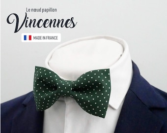 Green Polka Dot Bowtie "Vincennes", vintage style, grooms bowtie, father and son bowtie
