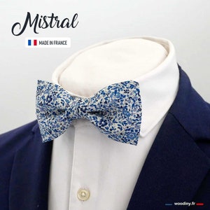 Blue Liberty Bowtie, floral pattern, "Mistral", grooms bowtie, father and son bowtie, wedding bowtie, fathers day gift