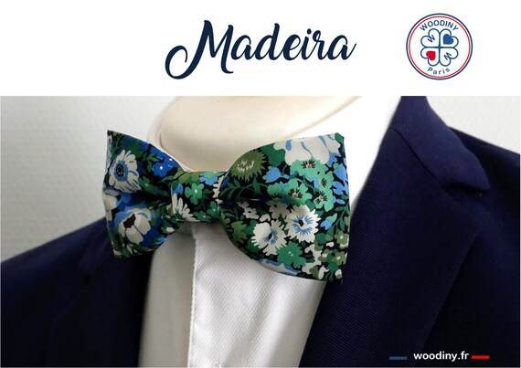 Noeud Papillon Liberty Vert Et Bleu Madeira Pour Homme Enfant Et Bébé Mariage St Valentin Témoin Père Et Fils Par Woodiny