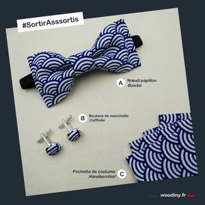 Noeud papillon bleu made in France