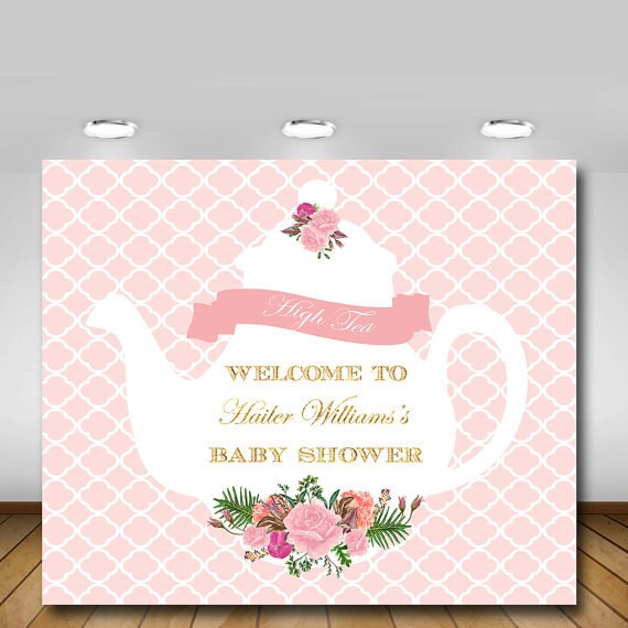  Tea Party Baby Shower Backdrop Gender Neutral High Tea 