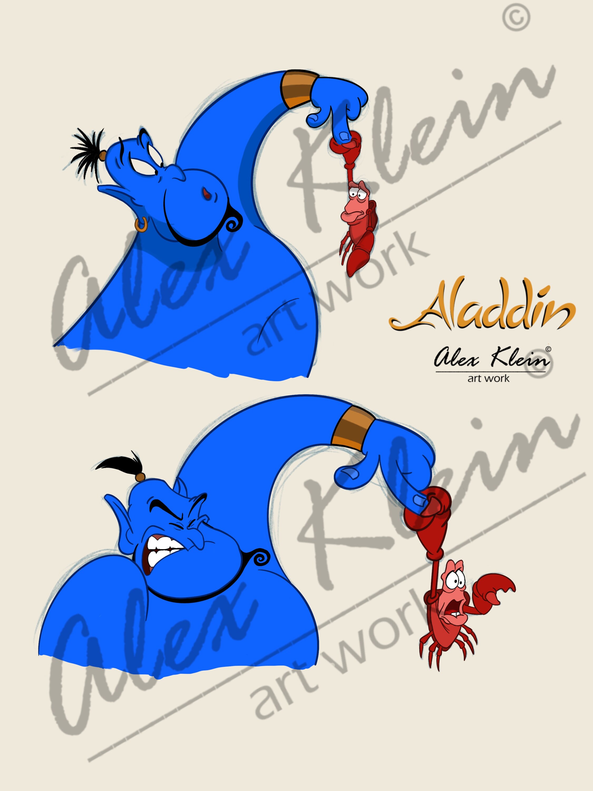 Genie Aladdin Concept Art Disney Illustration Sketch Printable | Etsy