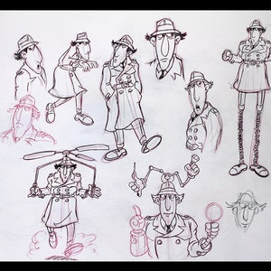 Inspector Gadget Original Pencil Drawing Sketch Classic Cartoon