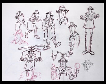 Ispettore Gadget Originale Matita Disegno Schizzo Classico Cartone animato