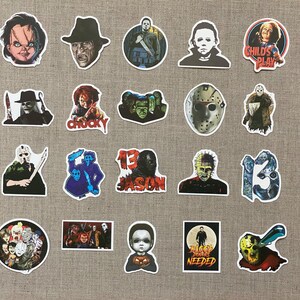 Horror movie Halloween Stickers, 20 x Sticker Bundle Matte & Vinyl Waterproof Sticker, Laptop Journal Stationery, Ready to ship