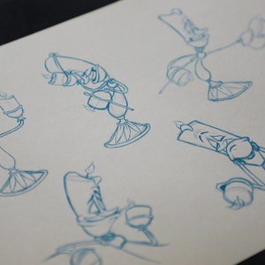 The Magnificent Lumiere from Beauty And The Beast Original Drawing Sketch Concept Art Animation Printable Sketch Disney