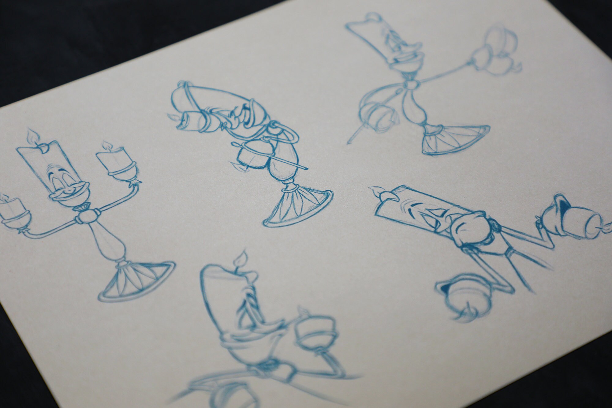 Il magnifico Lumiere da La bella e la bestia disegno originale schizzo Concept Art Animazione stampabile Sketch Disney