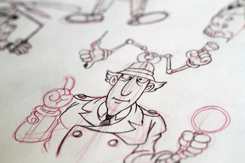 Inspector Gadget Original Pencil Drawing Sketch Classic Cartoon - Etsy