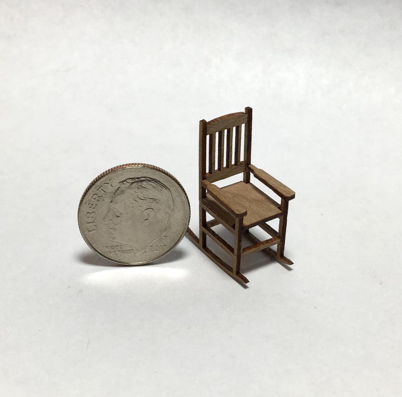 1:48 scale tiny rocking chair D.I.Y. kit made of cherry wood.