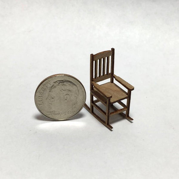 Quarter Inch Scale Miniature Rocking Chair Kit (1:48) Dollhouse Furniture Kit