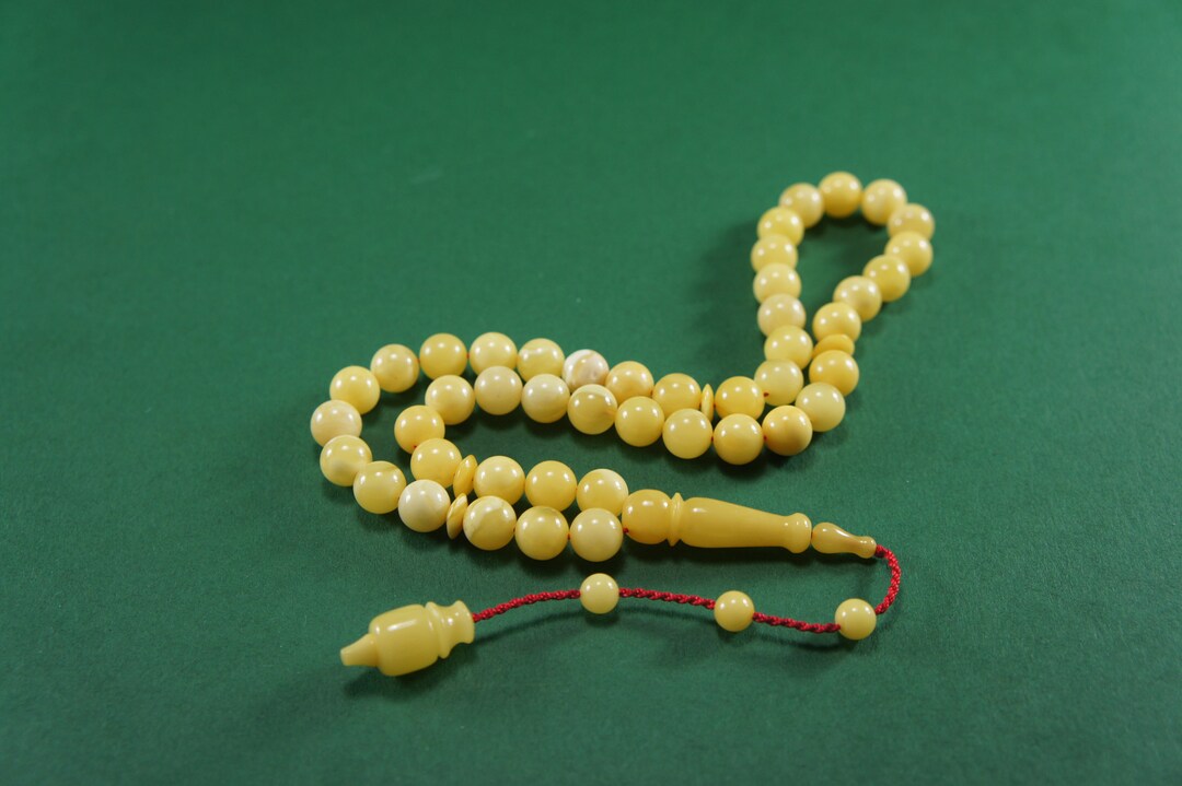 Natural Baltic Amber Prayer Beads Rosary Round Matte Ivory 8.5 Mm Bead