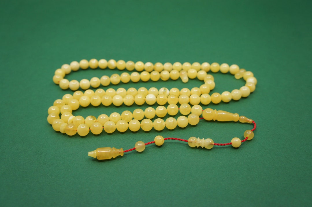 Natural Baltic Amber Prayer Beads Rosary Round Matte Ivory 8.3 Mm Bead