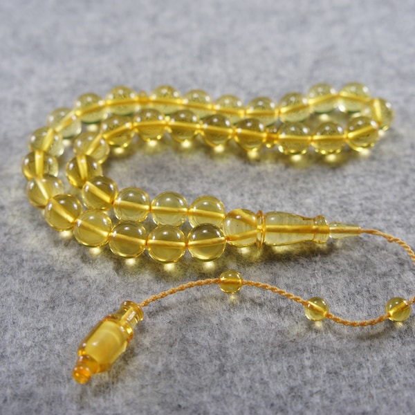 Natural Baltic amber prayer rosary round clear 9.5 mm bead size 33 units Tesbih Misbaha #2762