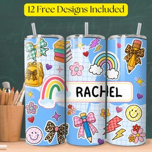 Personalized Teacher Tumbler PNG, Custom Back To School Tumbler 20oz Skinny Tumbler PNG, Teacher Tumbler Wrap Digital Download