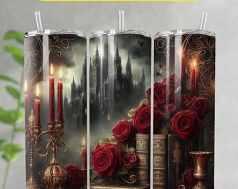 Romantasy Prefer the Villain Book Lover 20 oz Skinny Tumbler Sublimation Design Digital Download PNG Instant DIGITAL ONLY, Tumbler Wrap
