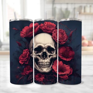 Gothic Skull Tumbler Wrap 20 oz Sublimation Tumbler Design, 9.2x8.3&quot; Straight Skinny Tumbler Wrap, Sublimation PNG, Digital Download
