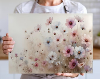 Floral Cutting Board Sublimation Design, Wildflowers Cutting Board PNG, Glass Cutting Board PNG, Cutting Board File Digital Designs Download