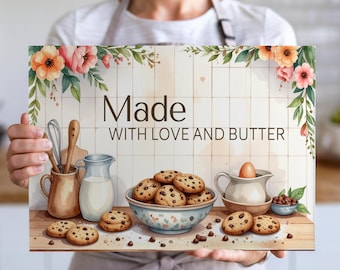Mom's Baking Co PNG Sublimation Design, Glass Cutting Board PNG, Mother's Day Rustic Cutting Board Sublimation Digital Download
