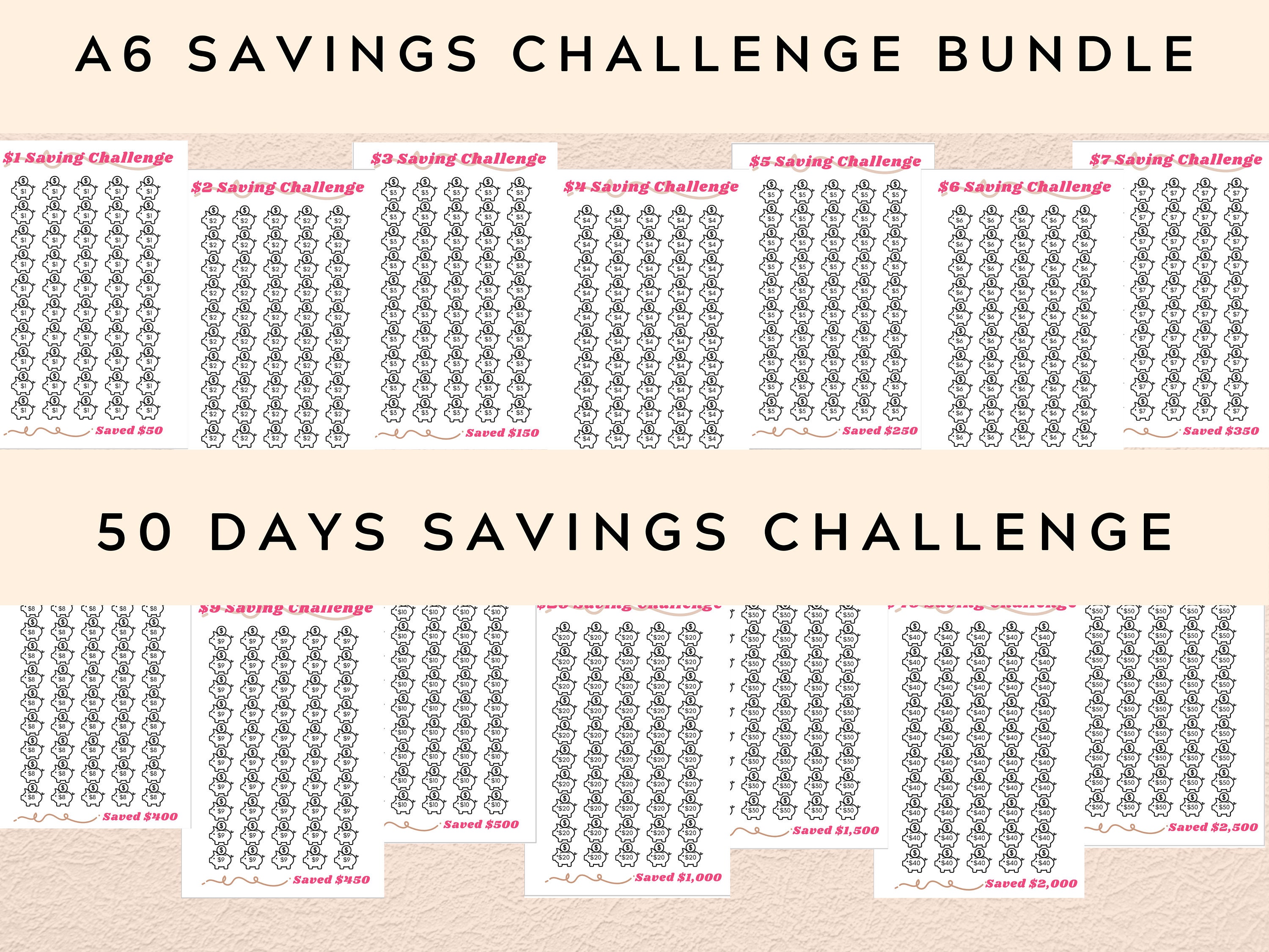 A6 Savings Challenge Bundle Printable Mini Savings Challenge Savings ...