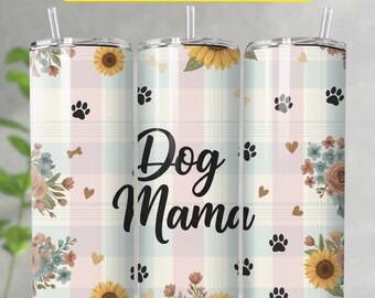 Bicchiere per mamma cane PNG, Bicchiere per animali domestici, Bicchiere a quadri PNG, Bicchiere per cani PNG, Disegno a sublimazione di girasoli, Download digitale