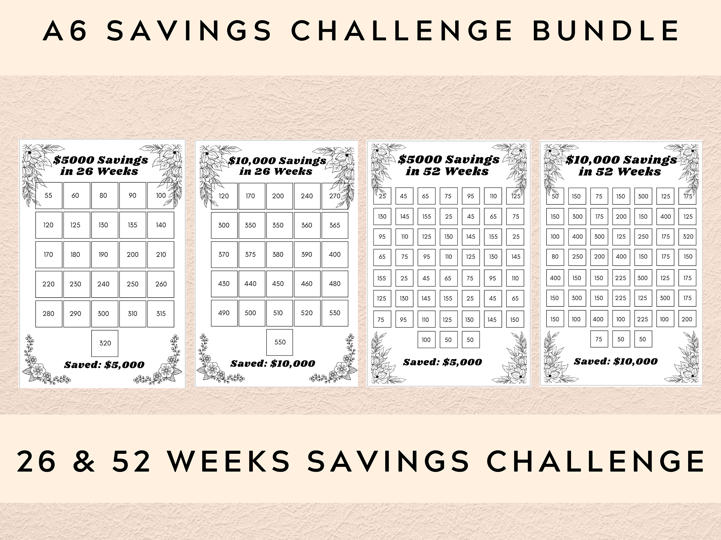A6 Savings Challenge Bundle Printable Mini Savings Challenge Savings ...