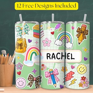 Personalized Teacher Tumbler PNG, Custom Back To School Tumbler 20oz Skinny Tumbler PNG, Teacher Tumbler Wrap Digital Download