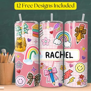 Personalized Teacher Tumbler PNG, Custom Back To School Tumbler 20oz Skinny Tumbler PNG, Teacher Tumbler Wrap Digital Download