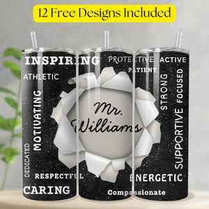 Customizable Teacher Tumbler Wrap PNG, Teacher Tumbler Wrap, Teacher Appreciation Gift, Custom name Sublimation Designs 20oz Skinny Tumbler