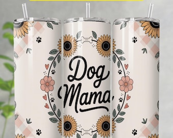 Bicchiere per mamma cane PNG, Bicchiere per animali domestici, Bicchiere a quadri PNG, Bicchiere per cani PNG, Disegno a sublimazione di girasoli, Download digitale