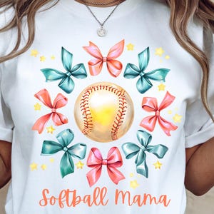 Vintage Softball Bow Png, Coquette Softball Png Shirt Design, Bow Softball Png Sublimation, Mama Png Download, Game Day Softball Sublimation
