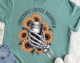 Obsessive Coffee Disorder Lustige PNG Sublimation Design Sofortiger digitaler Download, niedliche Grafiken, Glas Glas PNG Design, Tshirt Design