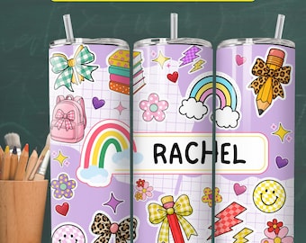 Personalized Teacher Tumbler PNG, Custom Back To School Tumbler 20oz Skinny Tumbler PNG, Teacher Tumbler Wrap Digital Download