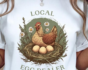 Retro lokale eierhandelaar png, grappig kippenshirt png, grappig Pasen png, trendy kippenliefhebber png, kip png, boerderijkip png