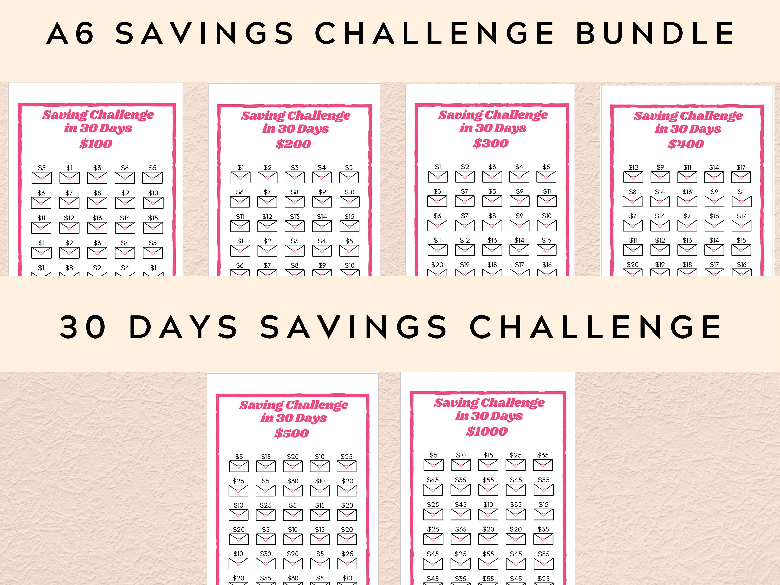 A6 Savings Challenge Bundle Printable Mini Savings Challenge Savings ...