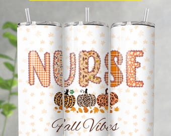 Nurse Tumbler Wrap, Fall Nurse 20oz Tumbler Sublimation Leopard Seamless Design, Boho Nurse Wrap Design, Fall Tumbler PNG Digital Download