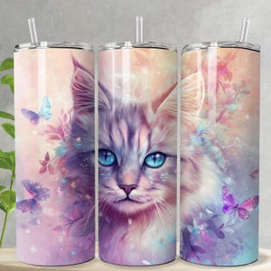 Fantasy Cat Magical Creature 20 oz Skinny Tumbler Sublimation Design Digital Download PNG Instant DIGITAL ONLY, Tumbler Wrap