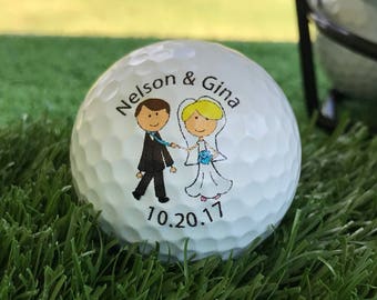 Bride and Groom Wedding Announcement Gift Personalized Custom Golf Ball Set of 3, FAST SHIPPING!!