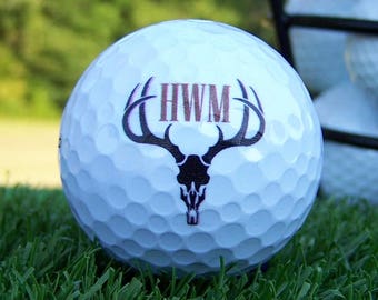 Deer Antlers Monogram Gift Golf Ball Cadeau personnalisé Ensemble de 3, EXPÉDITION RAPIDE !!