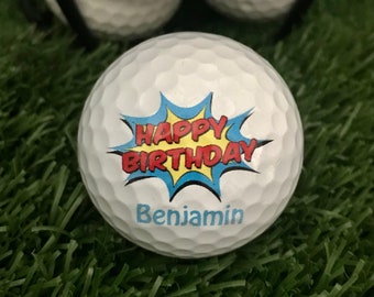 Happy Birthday Gift Golf Ball Set of 3