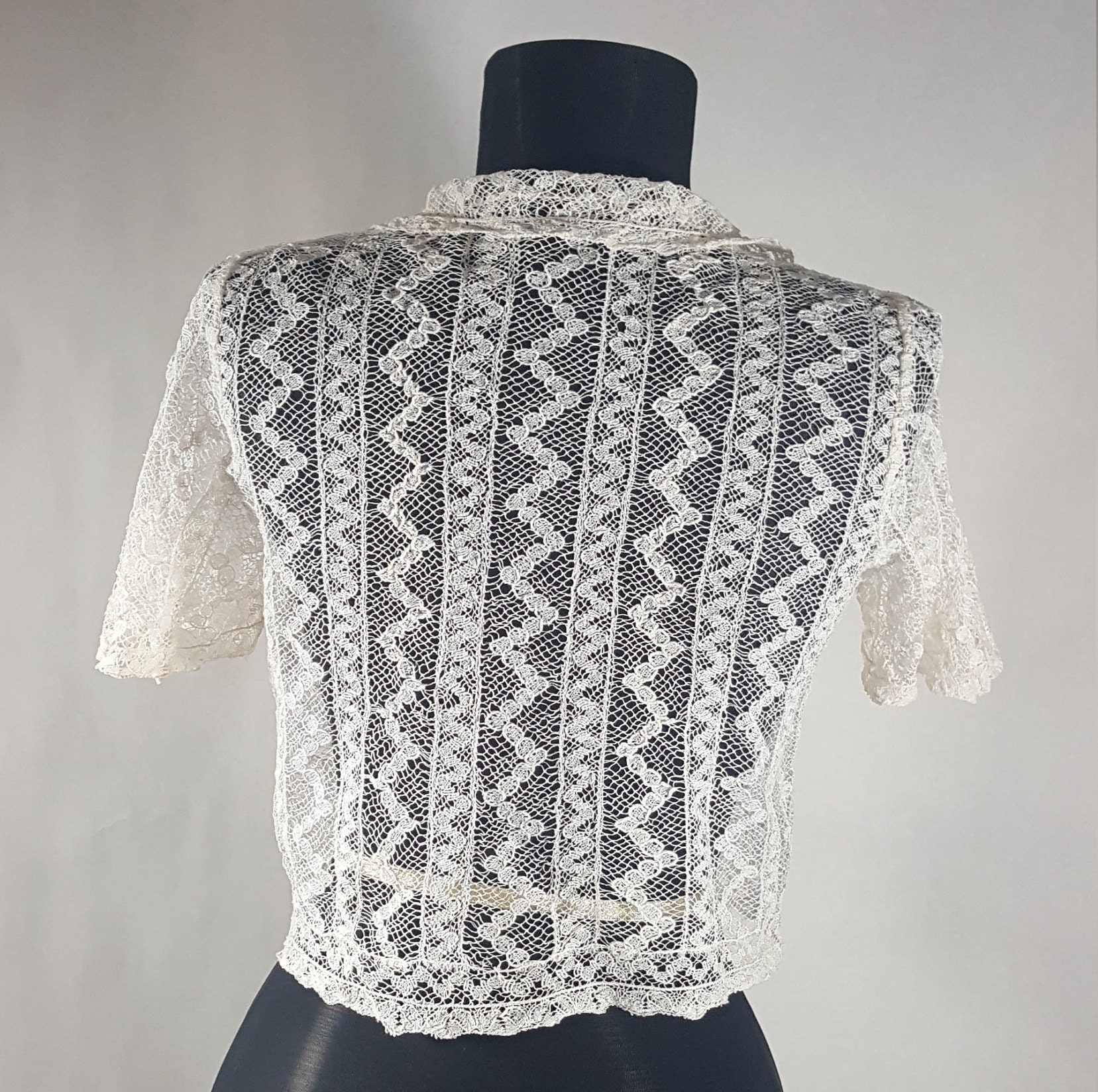 Lace Girl Jacket, Vintage Lace Top, White Cotton Jacket, Gift for